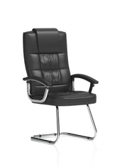Moore Deluxe Soft Bonded Leather Cantilever Visitor Chair with Arms Black - KC0152 DD